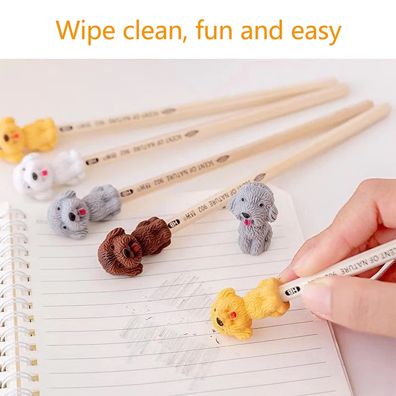 100Pcs Dog Pencil Erasers Animal Eraser Mini Dog Figurines Erasers for Party Favors Classroom Rewards Prizes Mixed Color