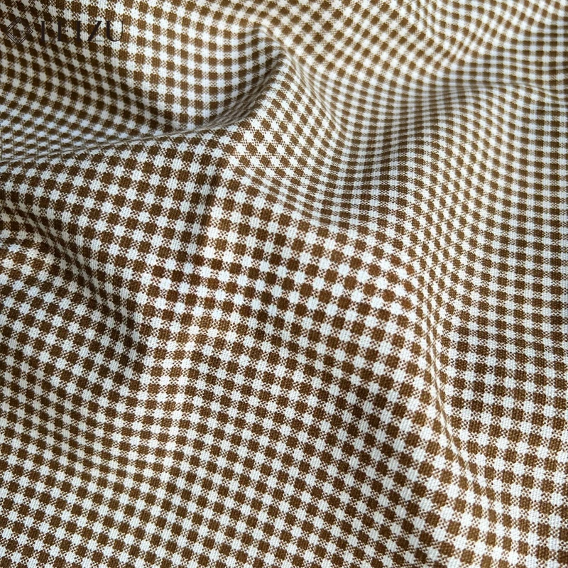 Floral Cotton Linen Fabric Active Printing Cloth Dyeing Checkered Fabrics Brown for DIY Shirt,Skirt,Tablecloth,Pillow,Sofa Cover