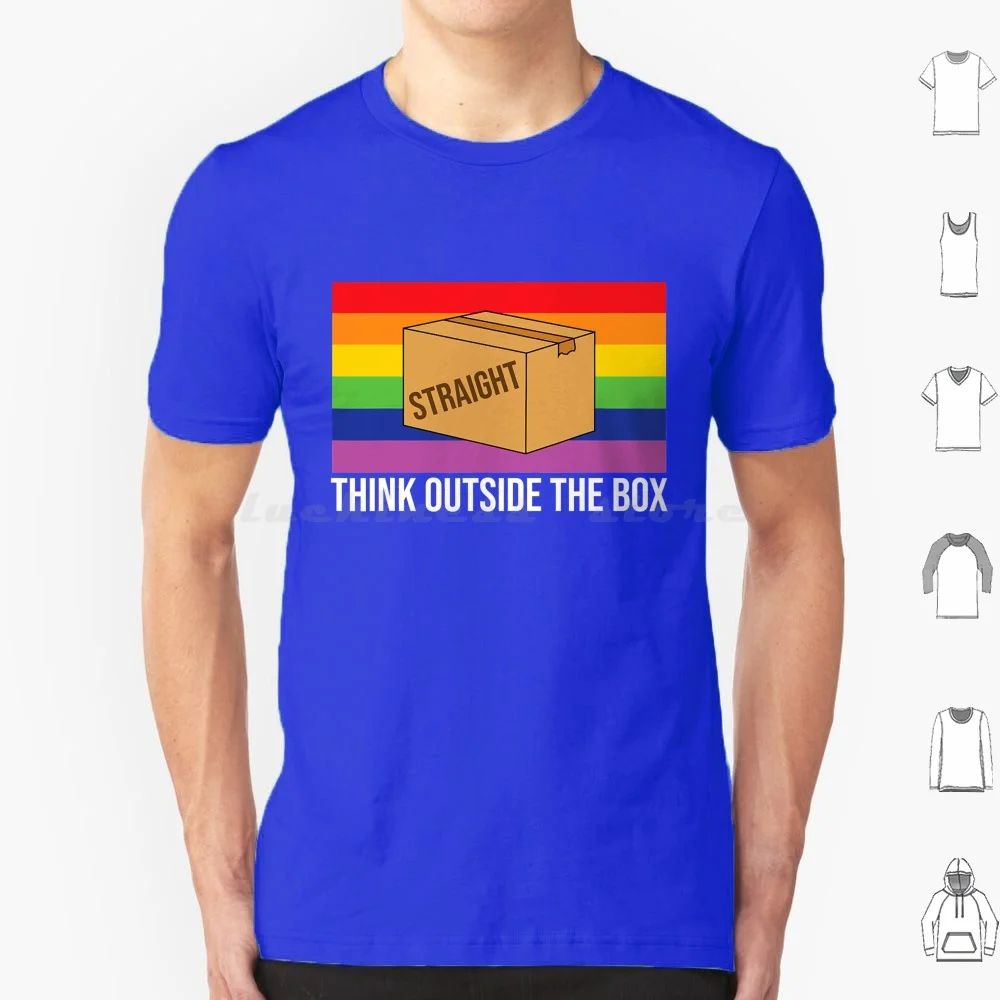 Think Outside The Box Flag Equality Pride T Shirt Cotton Men Women DIY Print Bisexual Pride Bi Queer Rainbow Bio Sexual Trans