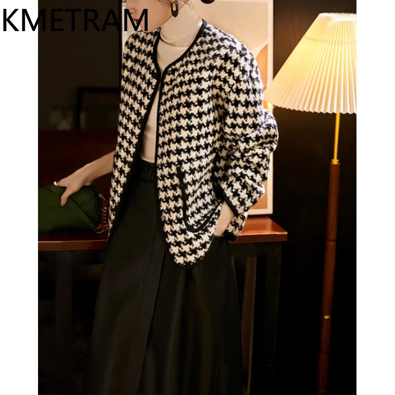 KMETRAM 79% Real Wool Tweed Jackets High Quality New in Outerwear Short Jacket Fall Clothes Women 2024 Chaquetas Para Mujer