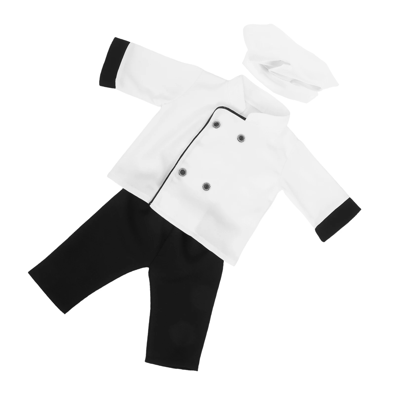 

1 set 1 Set Chef Outfit Newborn Photoshoot Costume With Hat Trousers Infant Photography Milestone Outfit For Boys Girls 100 Days
