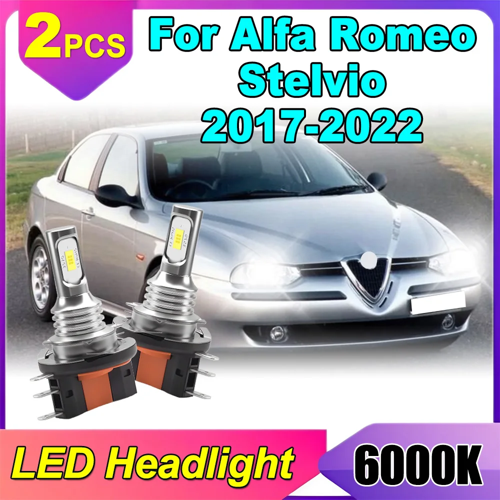 

2pcs H15 Car Bulbs 6000K White Super Bright LED Headlight 20000LM High Power 3570 CSP Chips 12V For Alfa Romeo Stelvio 2017-2022