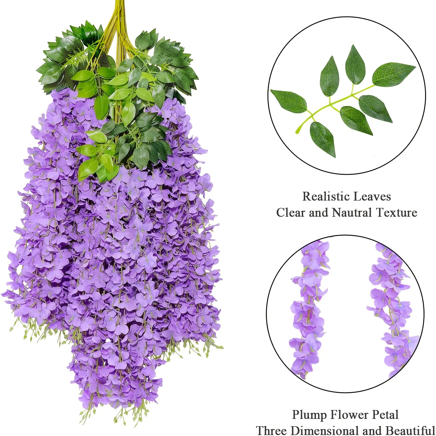 

A Set of 96 Purple Faux Wisteria Flowers Ideal for Decorating Homes And Weddings, Perfect for Enhancing Background Walls During