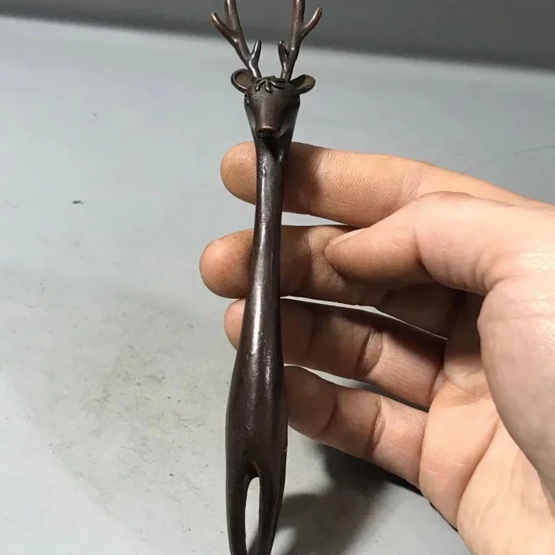 Tea Ceremony Utensils Deer Pot Insert Pick Pot Lid Solid Carving Piece Patina Tool Miscellaneous Deer Fork
