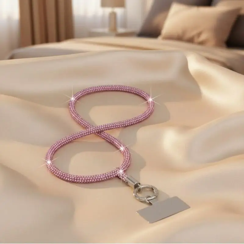 Glitter Bling Rhinestone Phone Wrist Strap Anti-Lost Decorative Universal Lanyard for Teen Girls School Trip Gift Choice