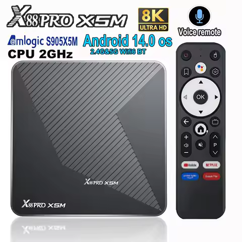 X88 PRO X5M Android 14 TV Box Amlogic S905X5M CPU 2.0GHz HDR 8k Dual Wifi 2.4G 5G BT5.0 1000M Lan 3D