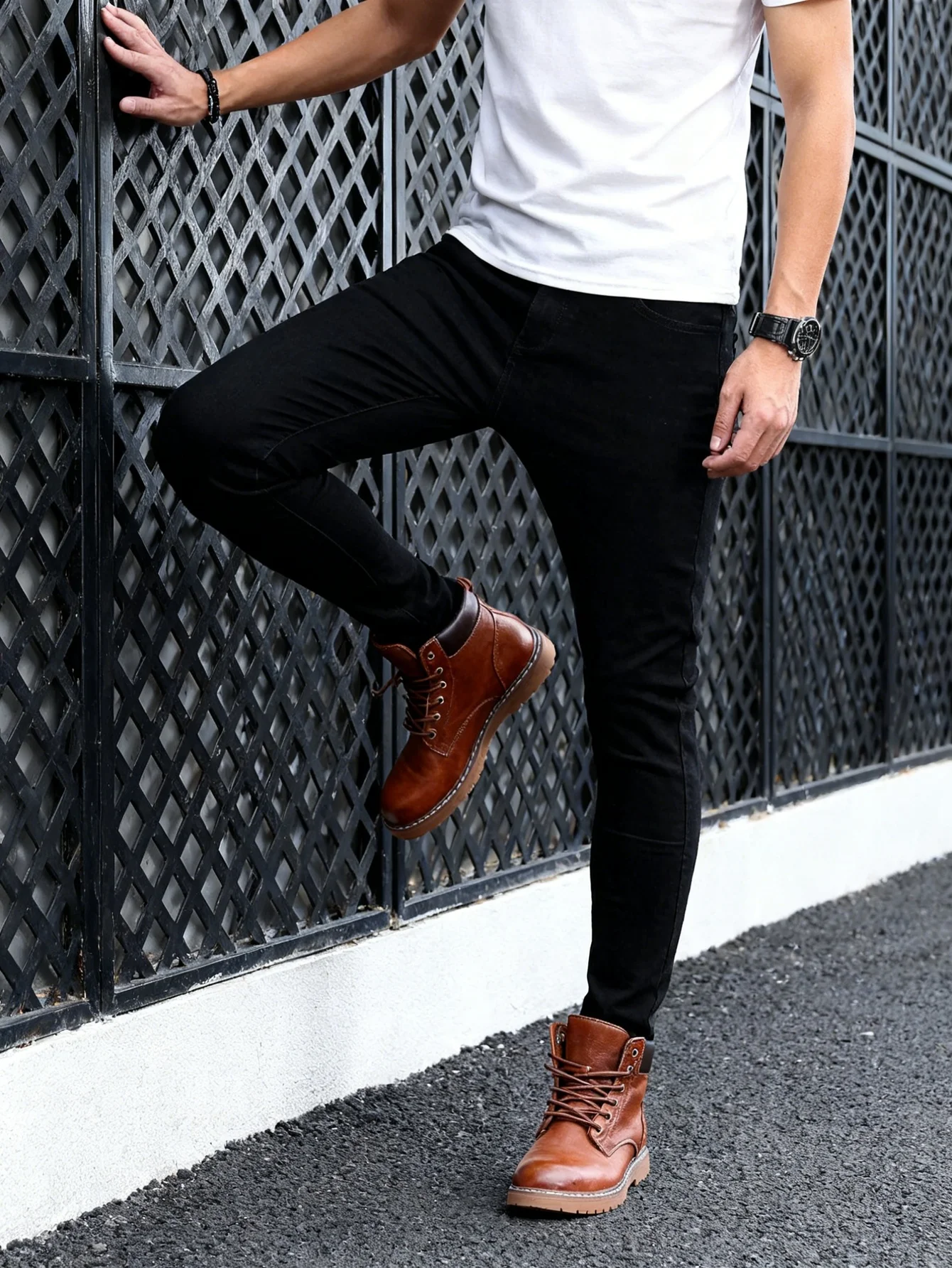 Casual Black Men's Original Skinny Jeans Pants Y2K Drip Vibe Daily Denim Trousers No accessories or belts included