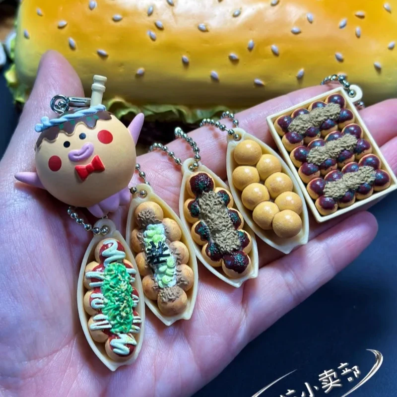 Bandai Gashapon Leuke Kawaii Figuur Anime Miniatuur Takoyaki Snack Voedsel Sleutelhanger Octopus Ballen Hanger Model Capsule Speelgoed Gift