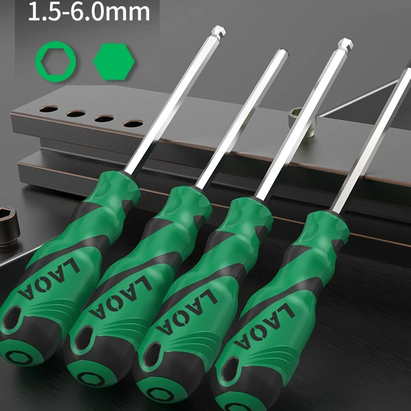 LAOA 1PC Hex Screwdriver S2 Precision Hexagon Screwdriver Magnetic 1.5/2.0/2.5/3/4/5/6 LA614H/LA62200 Series