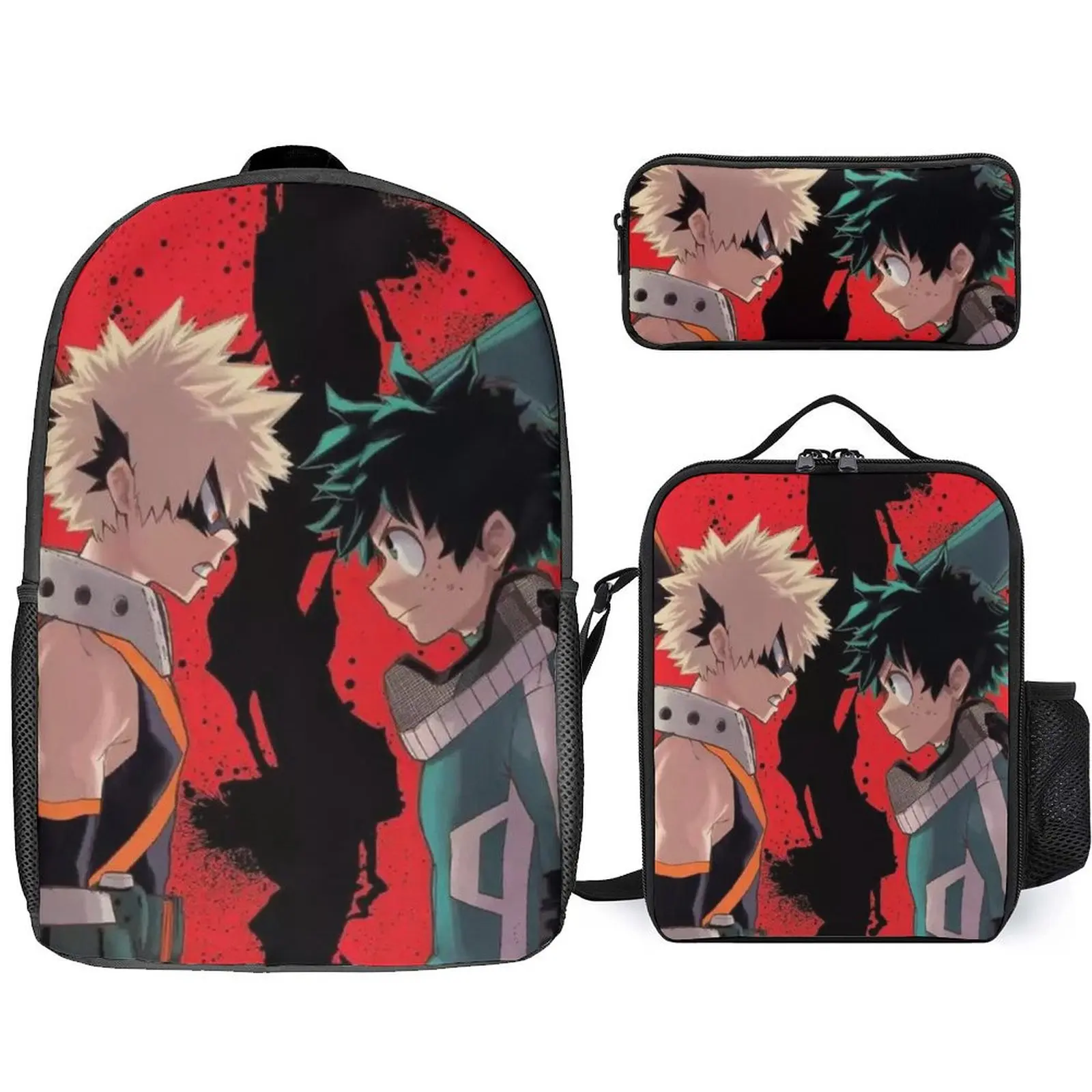 

Anime Hero 3d Printed Academic Custom Backpack 3 Surprise Gifts For Back-To-School Season Backpack For Boys Meal Bag Pen Bag