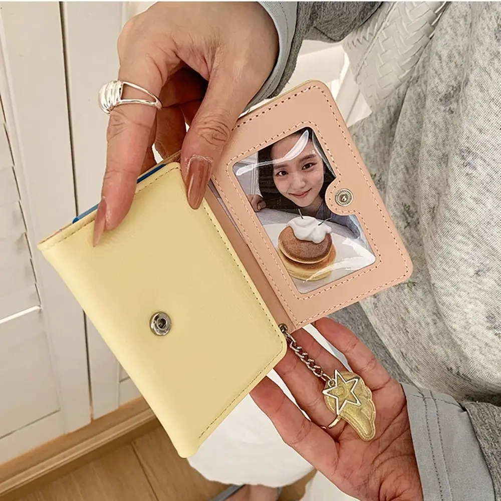 Fashion Y2K Tri-fold Wallet Wing Pendant PU Coin Purse Zipper Clouse Multicolor Women's Wallet for Students