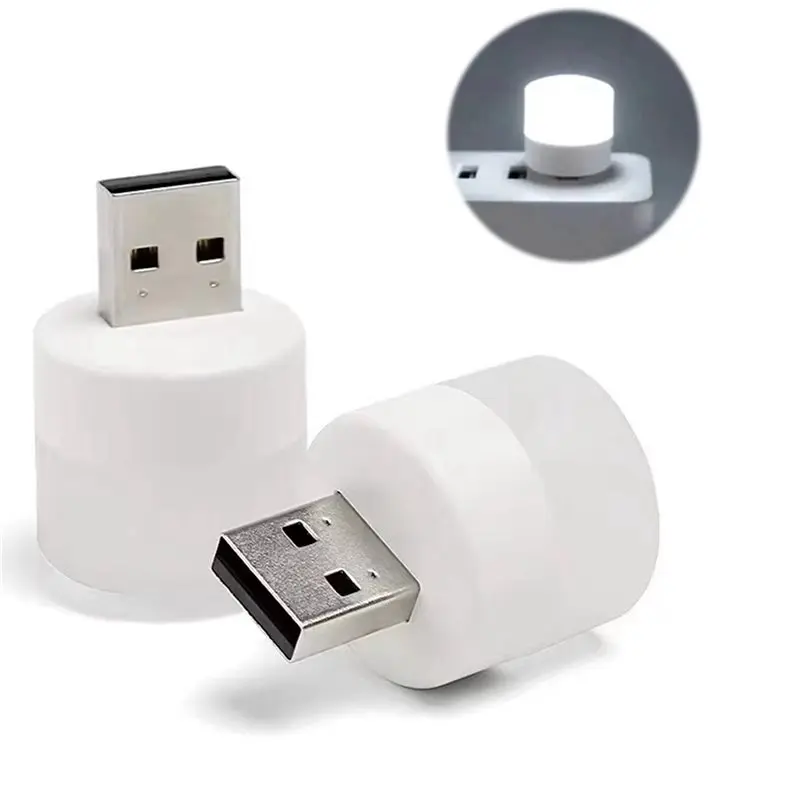 20Pcs Mini USB Night Light Eye Protection Book Reading Light USB Plug Computer Mobile Power LED Night Lamp,White Light Highly