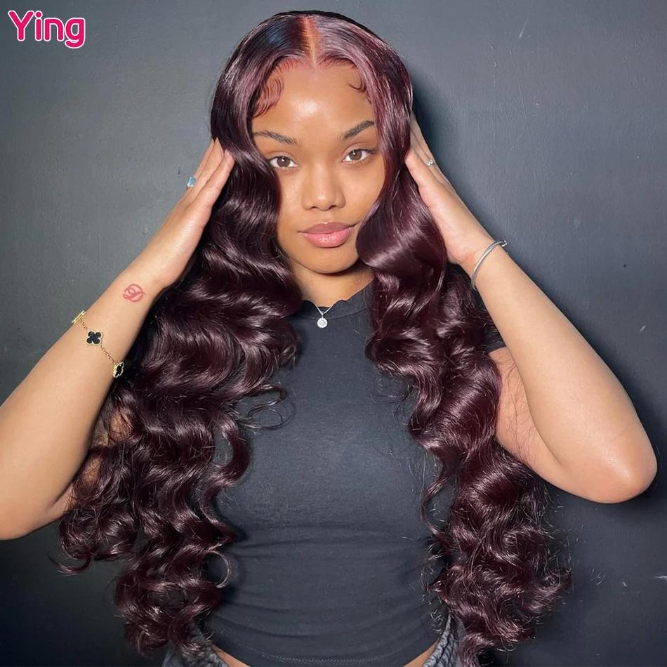 Ying Hair Dark Burgundy 12 A 13x4 Lace Front Wig Human Hair Loose Deep 13x6 Lace Front Wig PrePlucked 5x5 Transparent Lace Wig