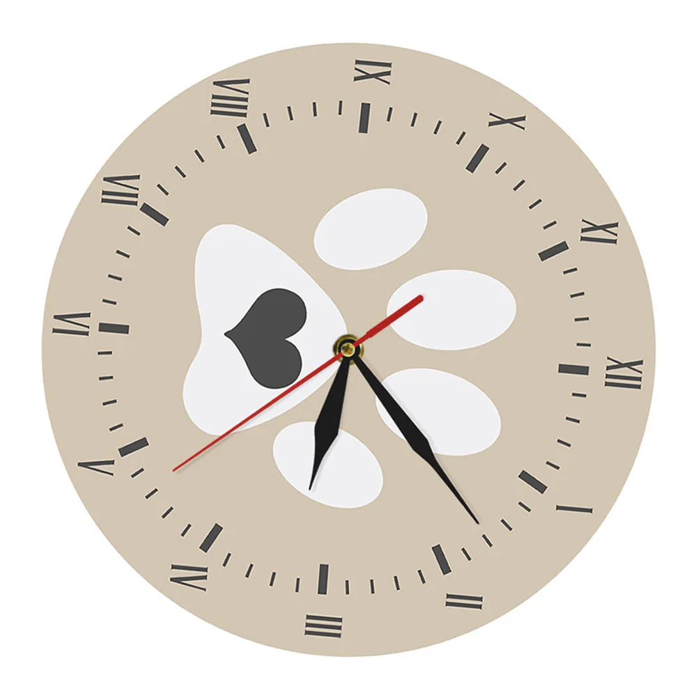 

Silent Hanging Wall Clock Dog Footprint Pattern Acrylic Simple Chic Design Home Office Living Room Decor Stylish Mute Wall Clock