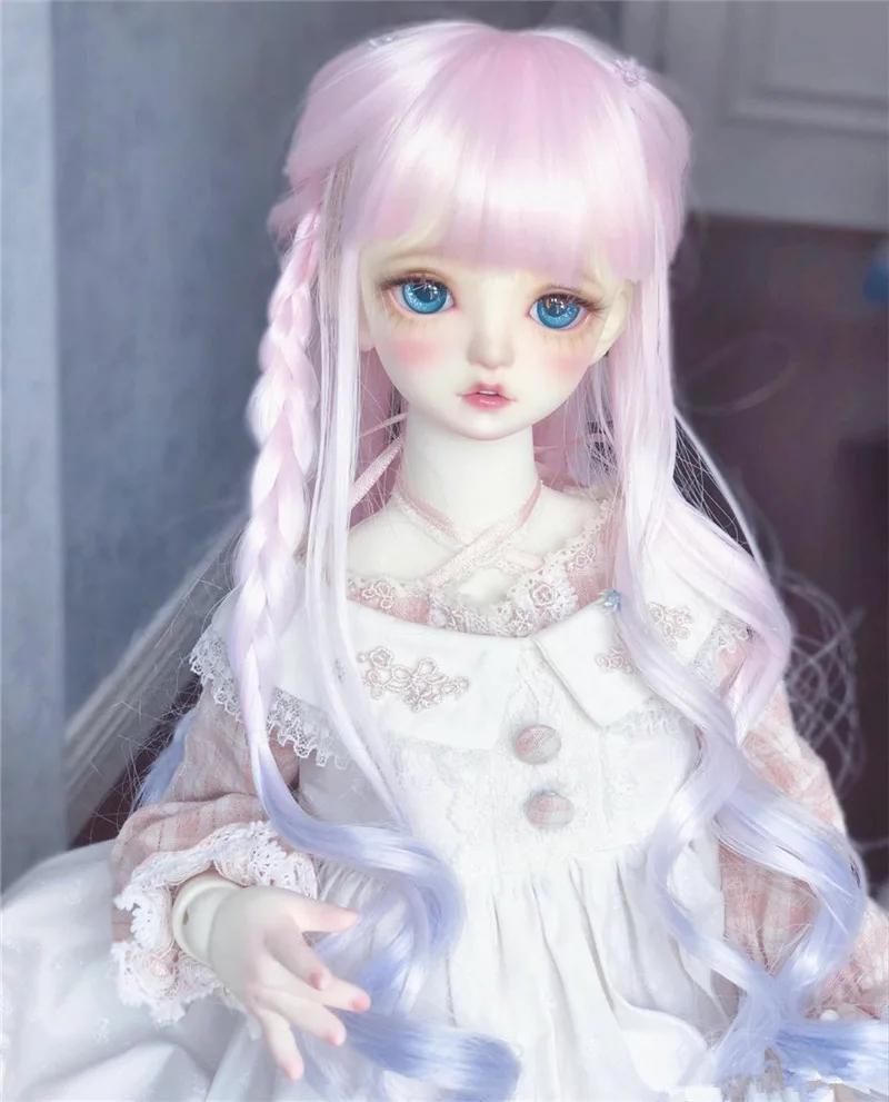 

Парики для кукол BJD 1/3 1/6 BJD SD DD YOSD, высокотемпературные волосы, длинные, розовые, синие, вьющиеся волосы с градиентом, аксессуары для кукол