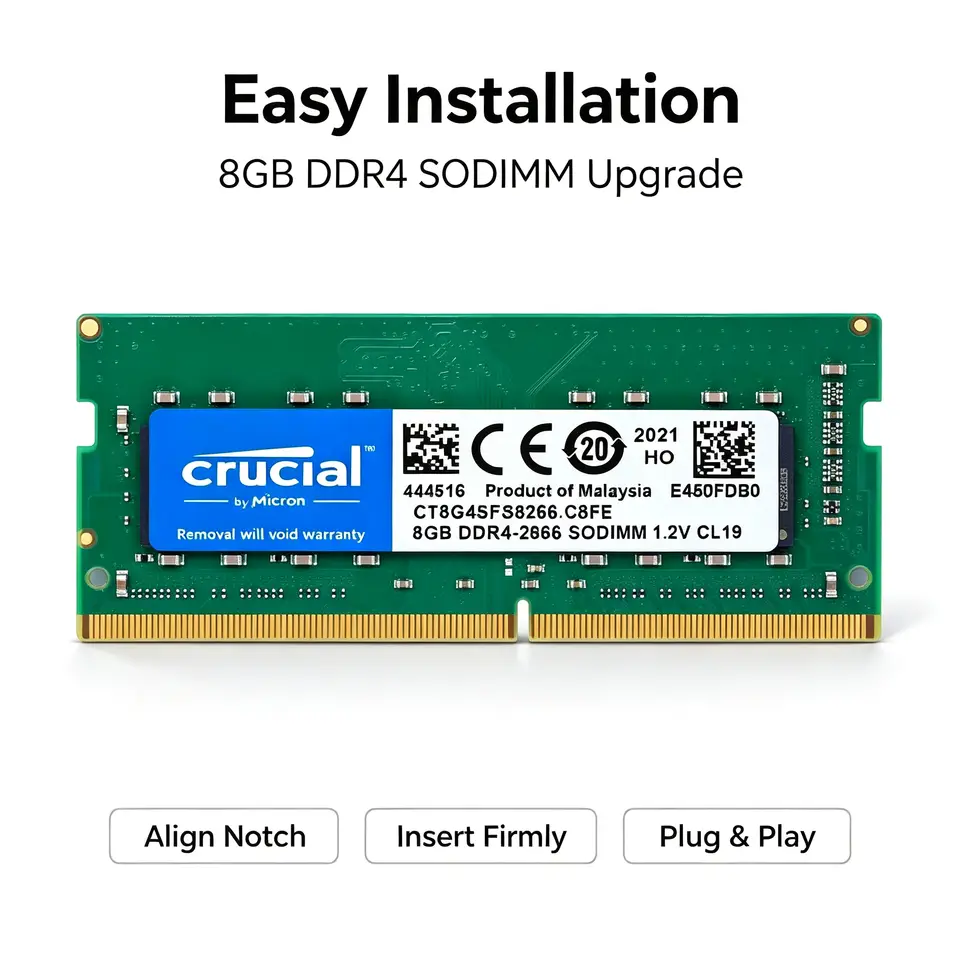 ذاكرة محمول كروشيال DDR4 8 جيجابايت SODIMM 2400 ميجاهرتز 2666 ميجاهرتز 3200 ميجاهرتز 1 قطعة/2 قطعة إصدار أخضر 1.2 فولت 260 دبوس رام لاب توب - 5