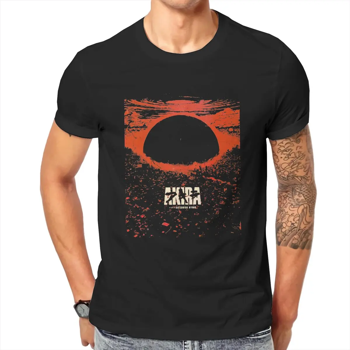 Akira City Explosion Poster  T-Shirt Men Industrial Factory Blade Runner Humor Cotton Tees Short Sleeve T Shirts Gift Clothing