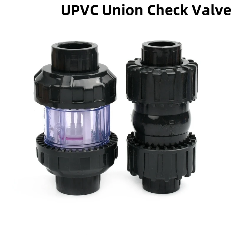 

20~63mm Hi-Quality UPVC Union Check Valve Aquarium Garden Irrigation Non-return Preventing Back Flow Water Pipe Valve Connectors