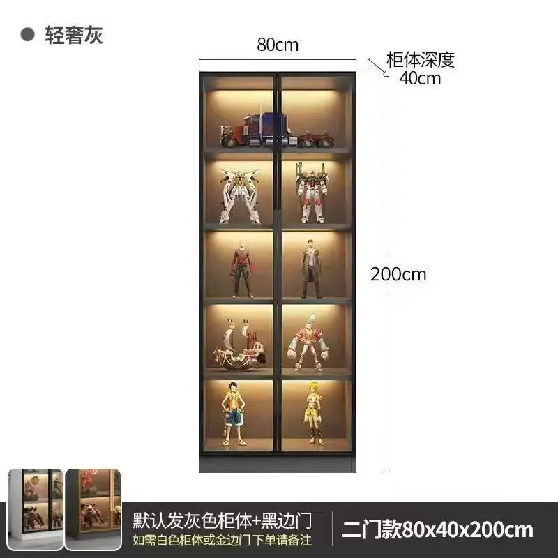 Combination glass door figure cabinet with lamp model display cabinet quality statue display cabinet storage locker