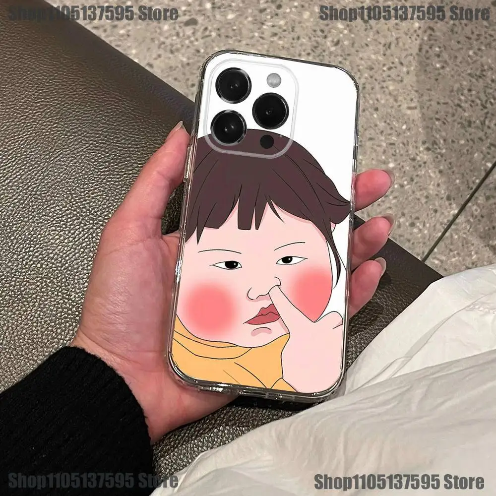 Funda de teléfono divertida y bonita para iPhone 16,15,14,13,12,11 Pro,Max,Plus,X,XS,XR,SE4,E Mini, funda suave transparente