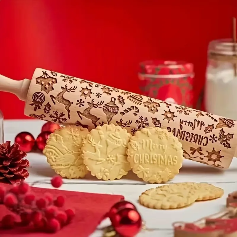 Weihnachten Schneeflocke Nudelholz Geprägte Keks Teig Fondant Backen Werkzeug Urlaub Festliche Küche Zubehör Weihnachten Backen DIY