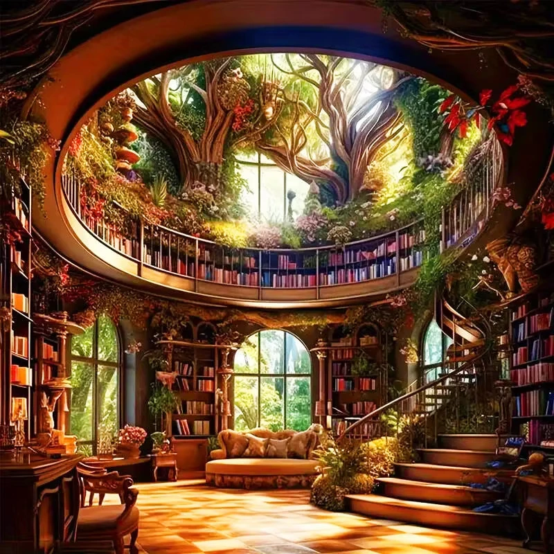 

500/1024PCS Jigsaw Puzzle Cozy Vintage Library With Books And Ladder For Adults Perfect Gift For Book Lovers