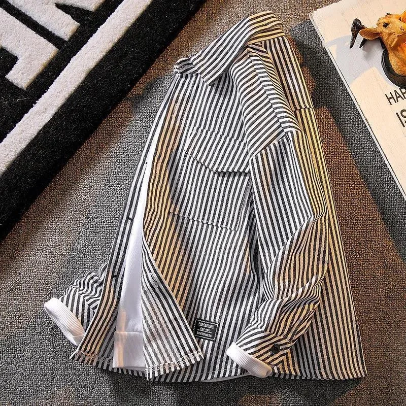 120-170cm Children Long Sleeve White Shirt Teenage Clothes School Uniform Boys Turn-Down Collar Stripe Kids Shirt For Boys Tops