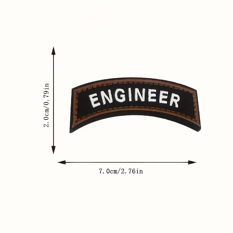 Tactical Engineer & Contractor Embroidered Patch, Velcro Patch, Black Bow Shape With Hook & Loop Fastener