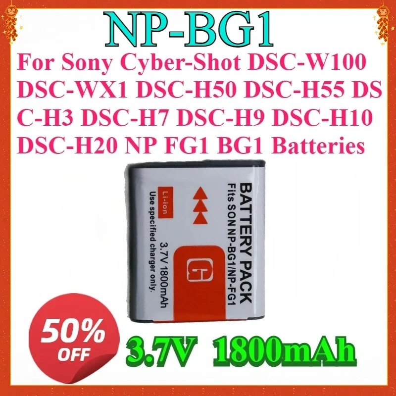 

For NP-BG1 Replaceable Battery for Sony Cyber-Shot DSC-W100 DSC-WX1 DSC-H50 DSC-H55 DSC-H9 DSC-H10 DSC-H20 NP FG1 BG1 Batteries