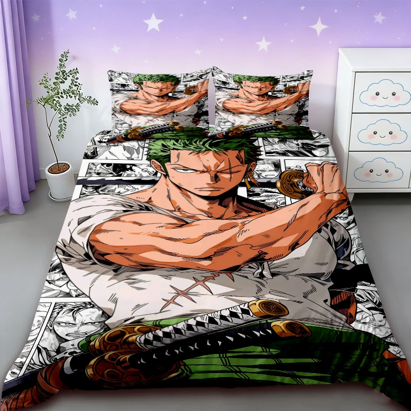 

Anime One Piece Duvet Cover Set Japanese Cartoon Brooke Luffy Bedding Set Twin Full Size Bedroom Bed Decor Teens Boys Boys Gifts