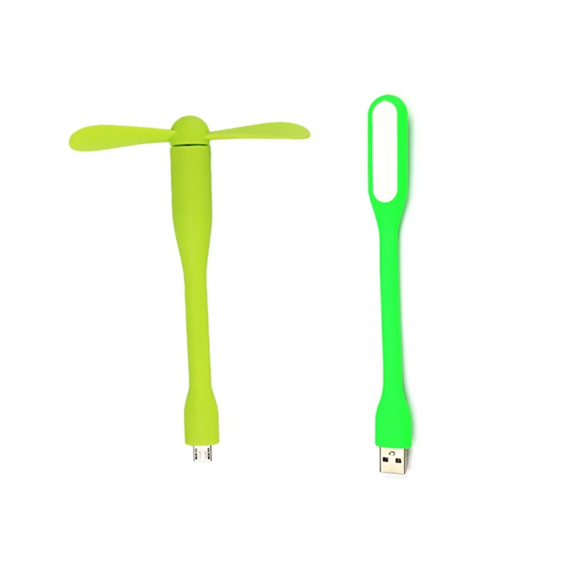 พัดลม USB ตั้งโต๊ะขนาดเล็กอเนกประสงค์พร้อมไฟ USB อเนกประสงค์ประหยัดพลังงานไฟ LED แบบพกพาสีเขียว