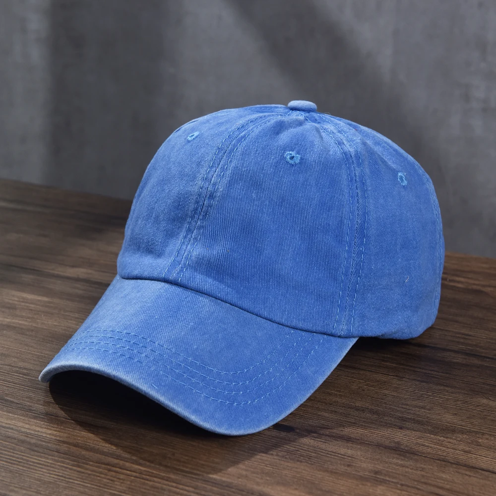 Unisex Baumwolle Baseball kappe gewaschen Stoff Männer Frauen Snapback Truck Hut Vintage Hip Hop taillierte Kappen einfarbig Papa Knochen Casque tte – Detail 4