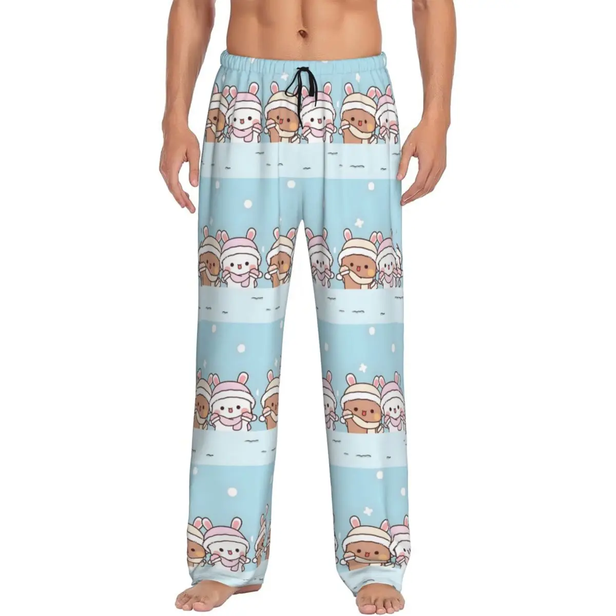 Custom Bubu Dudu Pajama Pants Sleepwear Men Elastic Waistband Kawaii Sleep Lounge Bottoms with Pockets