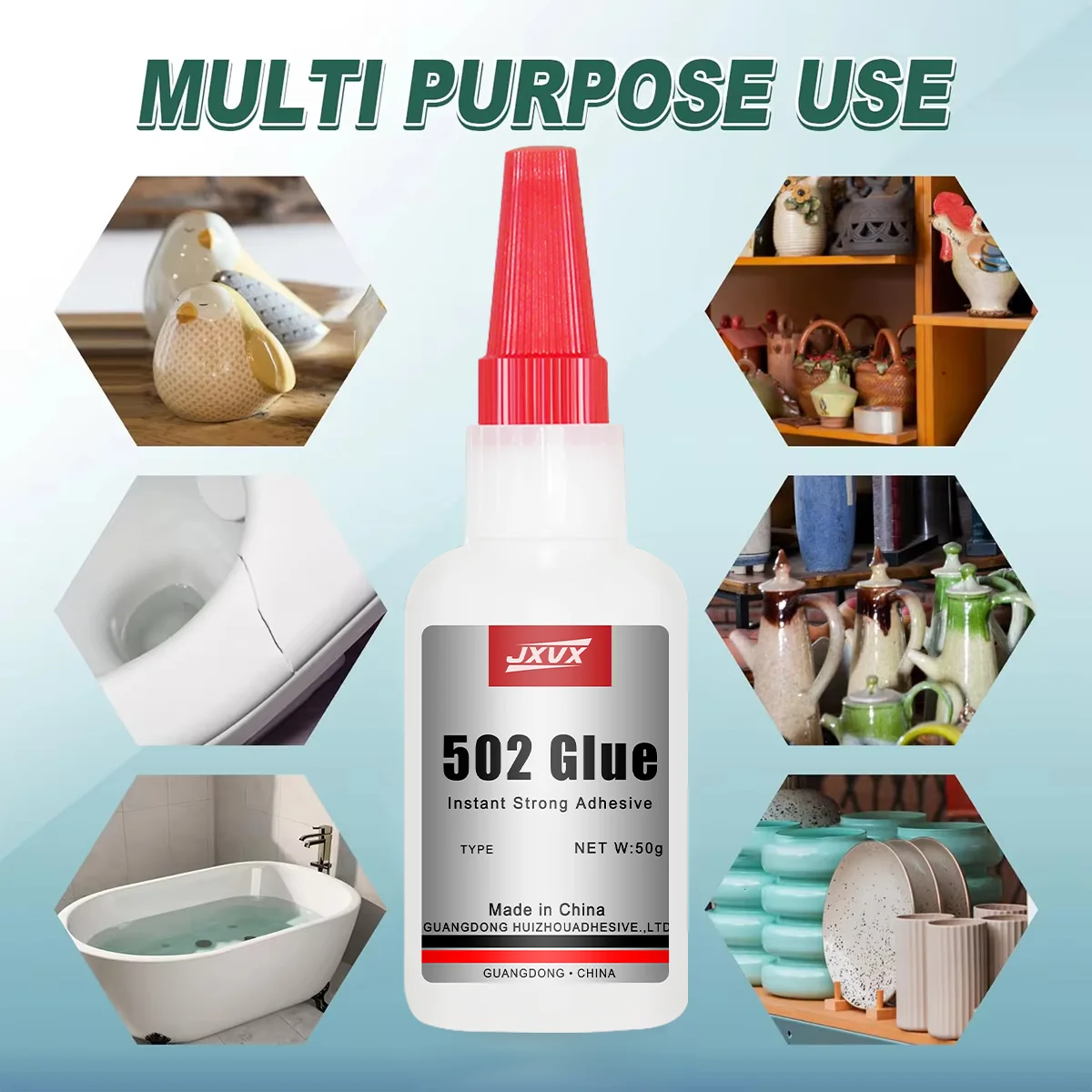 Super Glue 502 Adhesivo instantáneo Cianoacrilato Agente adhesivo Pegamento multiusos para metal, plástico, vidrio, juguetes, maquetas y herramientas Se seca en 3 segundos Paquete de 5