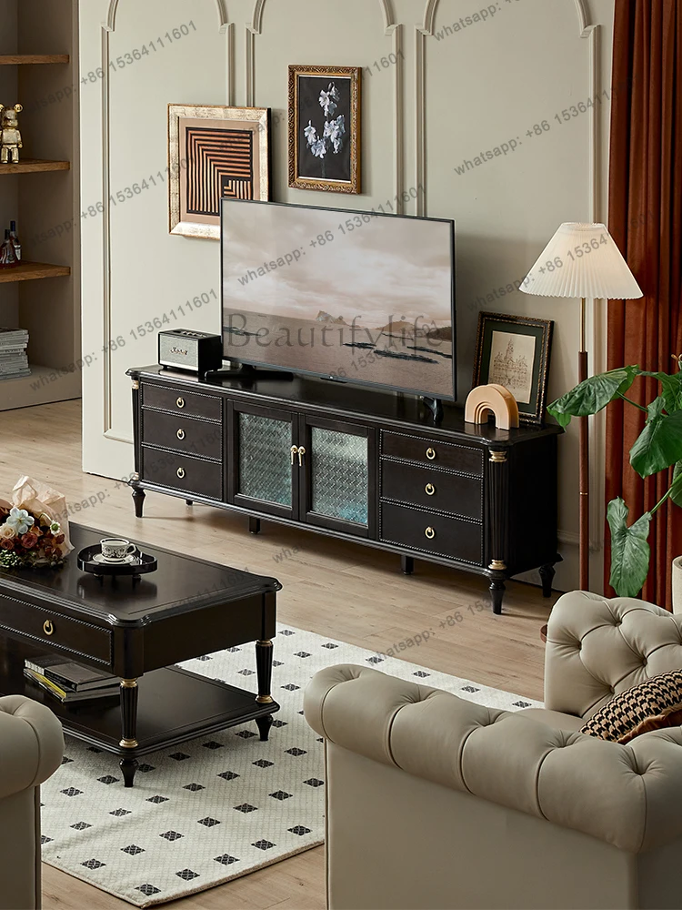 American retro solid wood TV cabinet, light luxury second-hand living room furniture, TV cabinet
