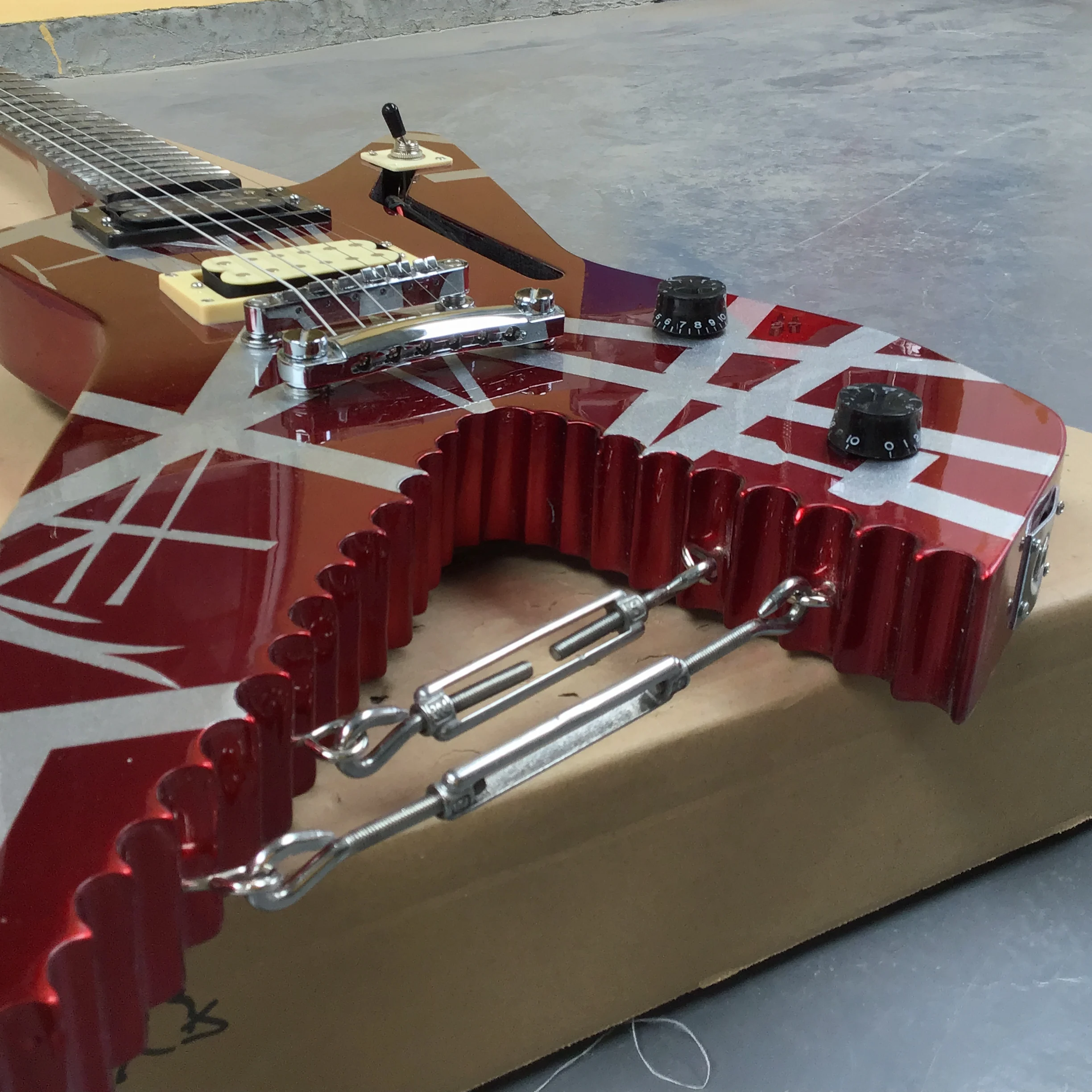 Red Shark Six-String Electric Guitar with H-H Pickups Fixed Bridge Musical Instrument with Spring