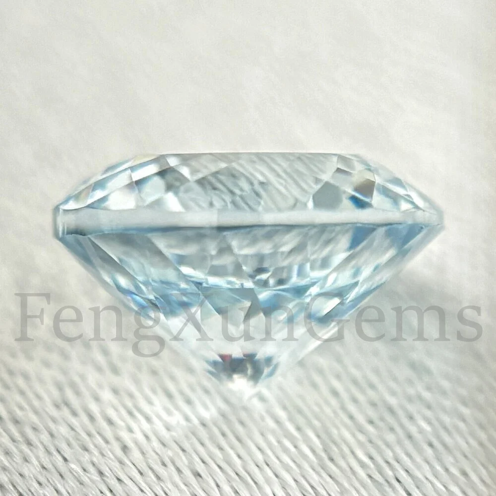 Round Brilliant Cut 5~8mm 100 Faceted Top Quality Machine Cut CZ Ice Blue Loose Cubic Zirconia Gemstone Zircon Stones  Gem