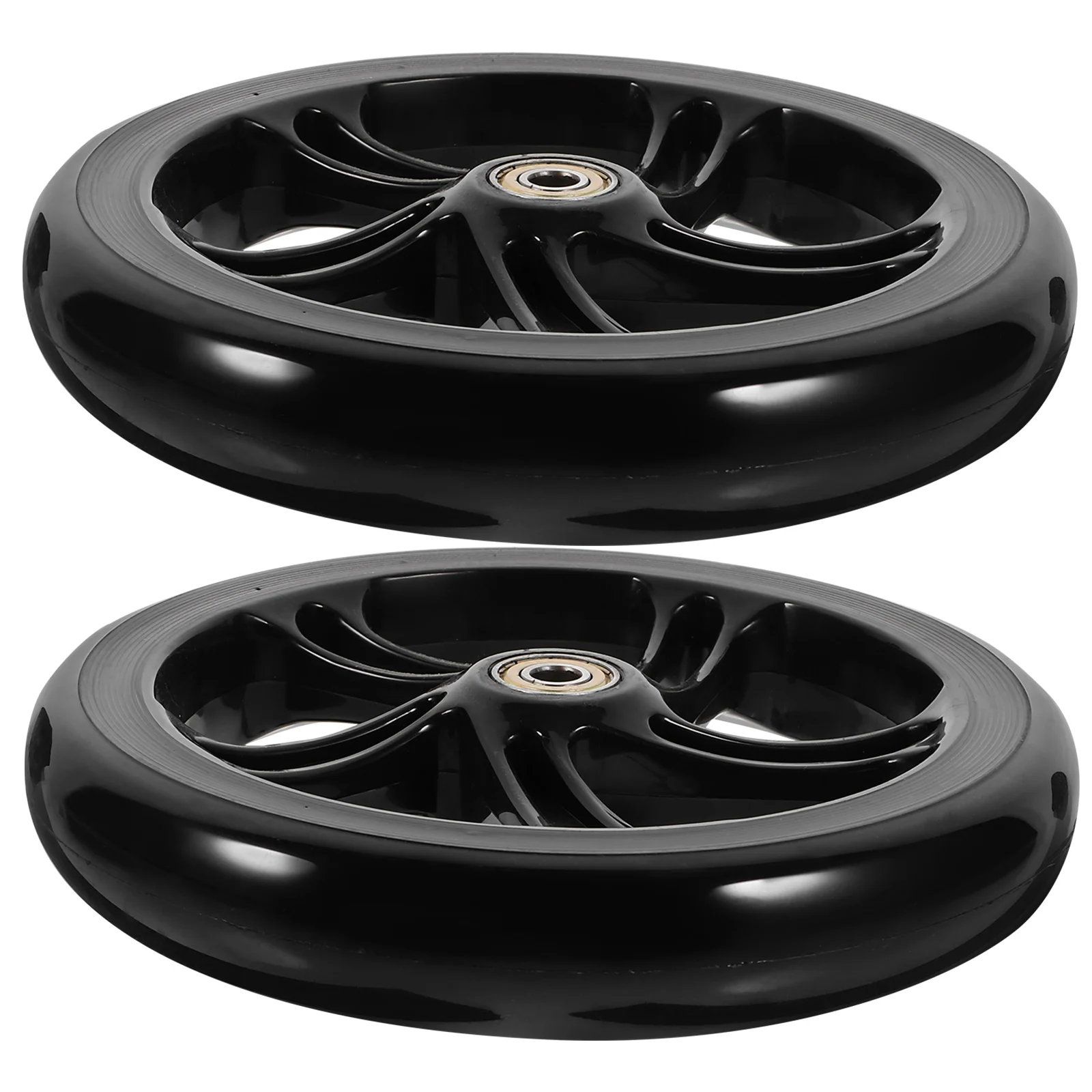 

2pcs 175mm Black High Elastic PU Skateboard Wheels for Scooter Wheelchair Electric Vehicle Replacement Supplies