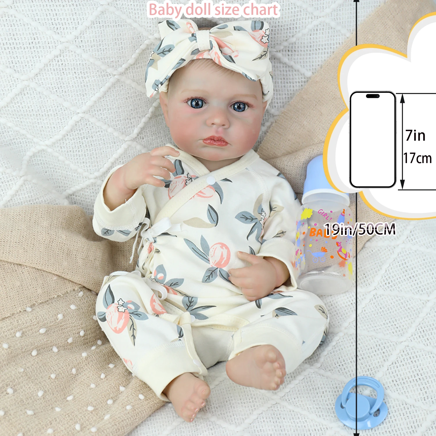 50 سنتيمتر الانتهاء واقعية بيبي تولد من جديد سيليكون الفينيل الجسم عيون مفتوحة طفل لولو دمية مع لعبة اليدوية للفتيات هدايا عيد الميلاد