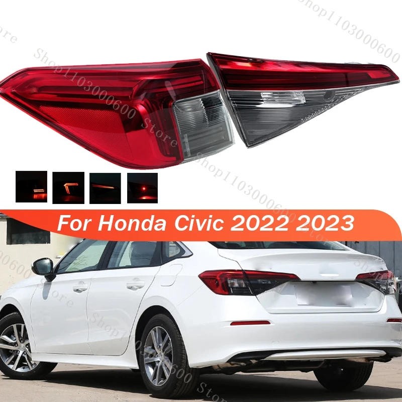 

For Honda Civic 2022 2023 11Th GEN Sedan LED Rear Tail Light Brake Warning Lamp Taillight Taillamp 33500-T20-A01 33550-T20-A01
