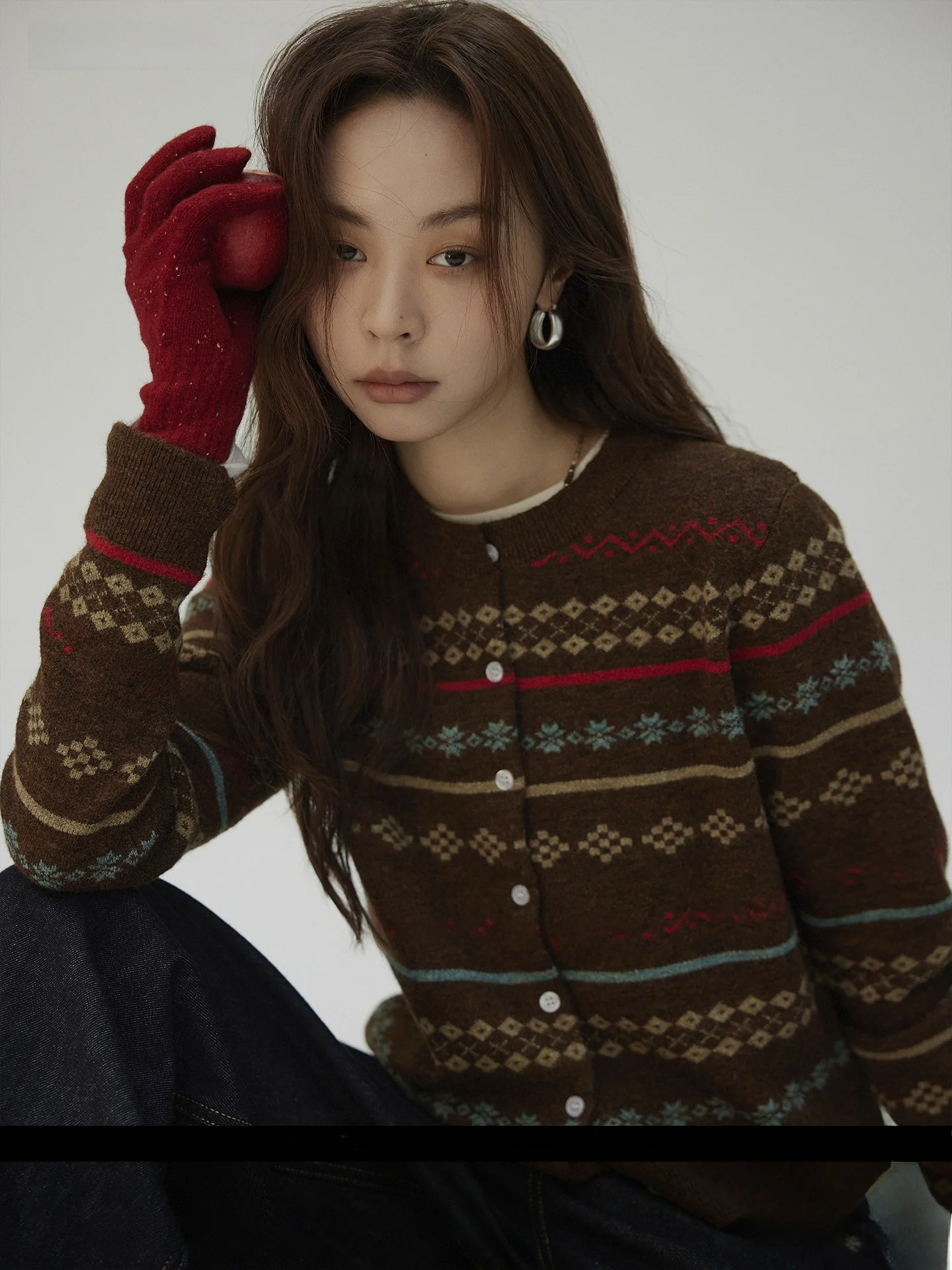 

Женский шерстяной вязаный кардиган Joli Choose, повседневный, с узором Fair Isle, в стиле колор-блок, свободного кроя, с длинными рукавами, круглым вырезом, свитер