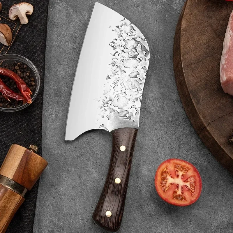Edelstahl-Kochmesser für den Koch, Küchenbeil, geschmiedetes Metzgermesser, Fleisch, Gemüse, Schneidemesser, Holzgriff, Kochmesser