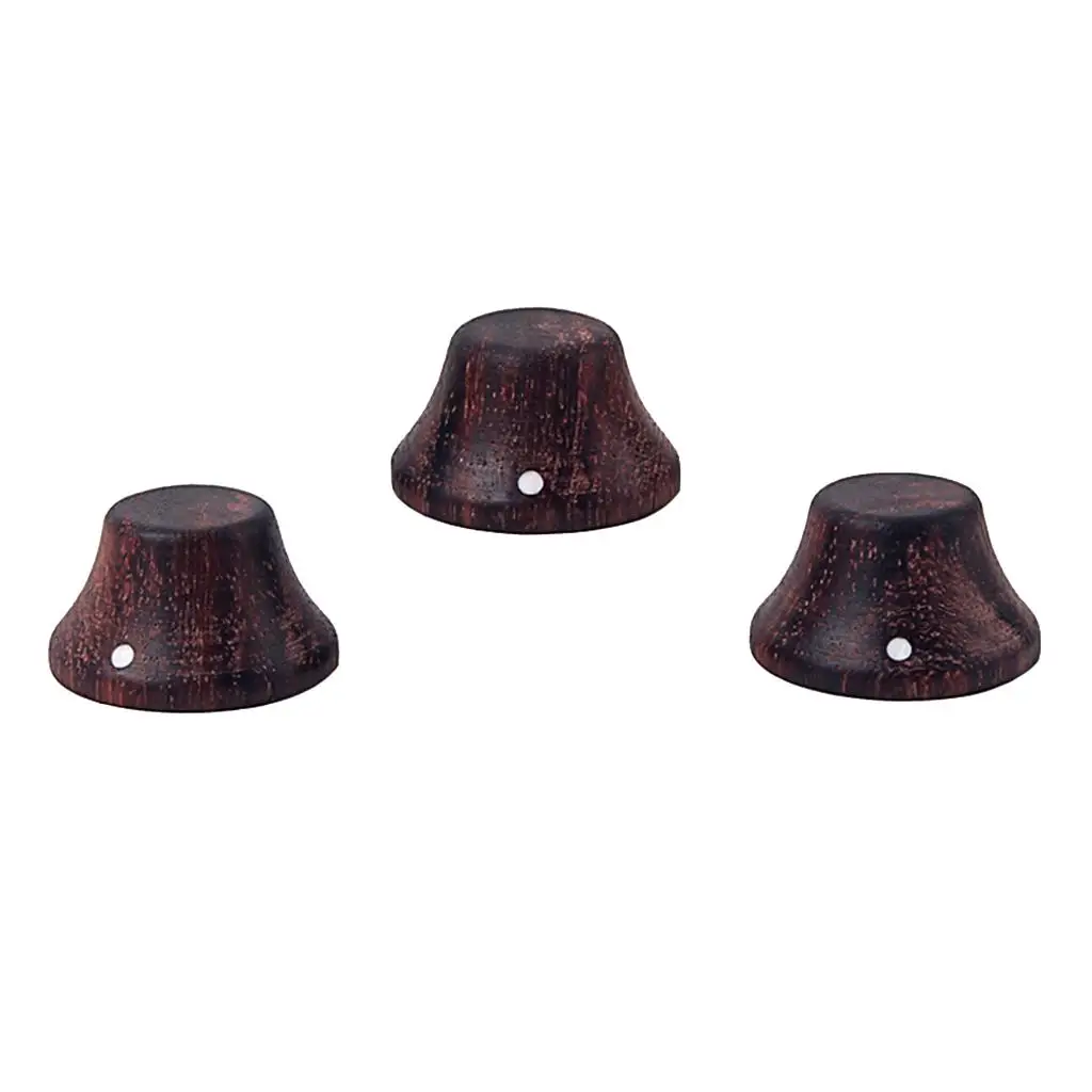 3 Pieces Rose Wood Guitar Volume Control Knobs Top Hat Kits