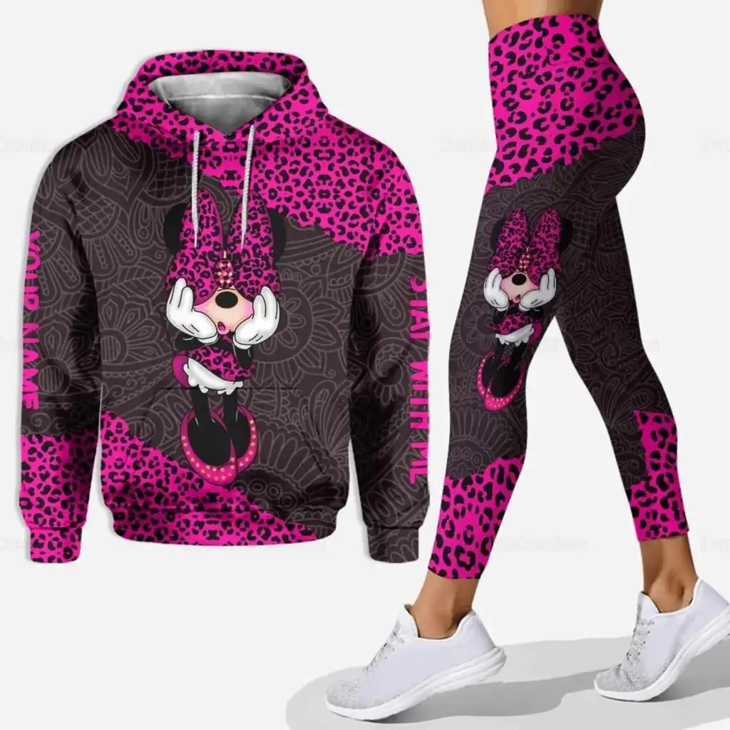 Sudadera con capucha con estampado 3D para mujer, pantalones deportivos de Yoga, ropa deportiva de Disney, novedad de 2024