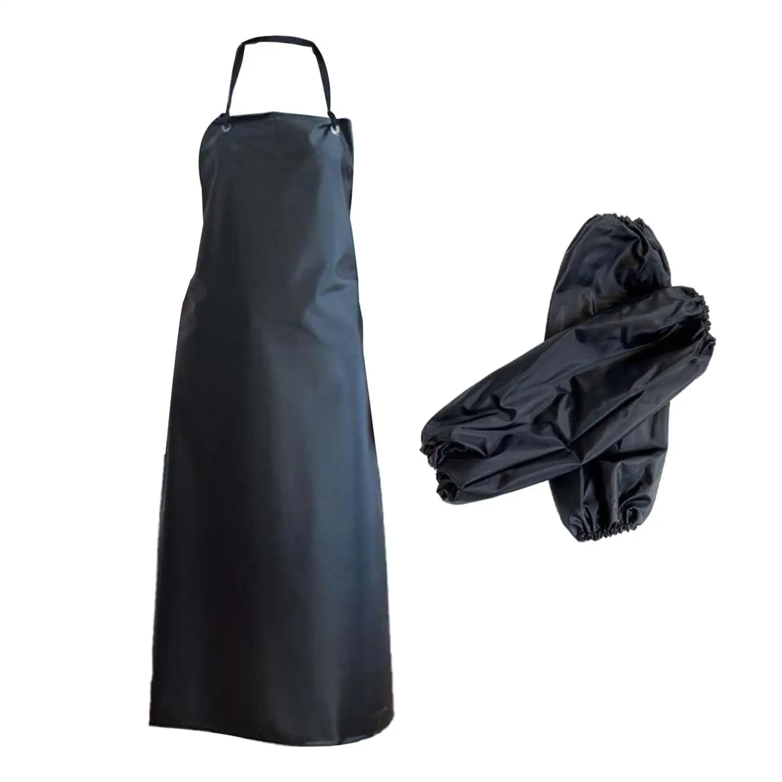 Waterproof Oilproof Apron with Sleeves Big Size Bib Work Apron PVC Utility Apron for Seafood Factory and Cleaning
