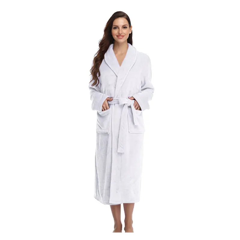 Flannel Shawl Collar Kimono Bathrobes Women's Solid Thick Robes Woman Plush Winter Long Robe Loose Plus Size Bathrobes 26 Colors