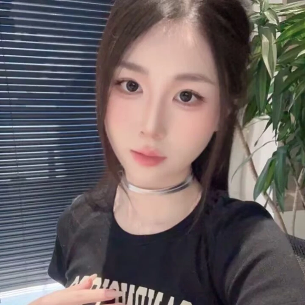 Anime Alien scène jusqu'à Cosplay tour de cou argent collier Punk en cuir collier alliage chaîne pendentif bijoux unisexe accessoires de fête