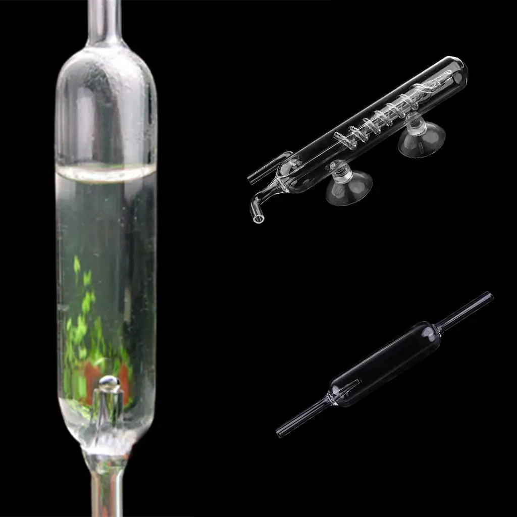 Glass Aquarium Fish Tank CO2 Diffuser Bubble Counter With Suction Cup