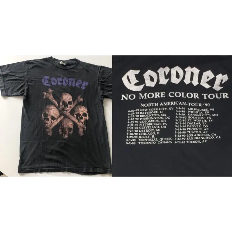 Coroner No More Color Tour 1990 Two Sides Print T Shirt Us1000