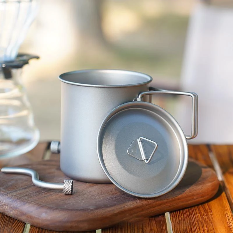 Pure Titanium Gooseneck Pour Over Coffee Kettle Foldable Handle Ultra Light For Outdoor Camping Hiking Travel view 4